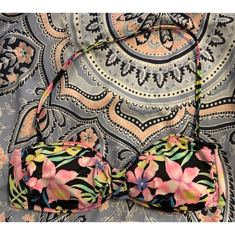 Victoria's Secret PINK‎ Tropical Floral Halter/Strapless Bandeau Bikini Top, XS